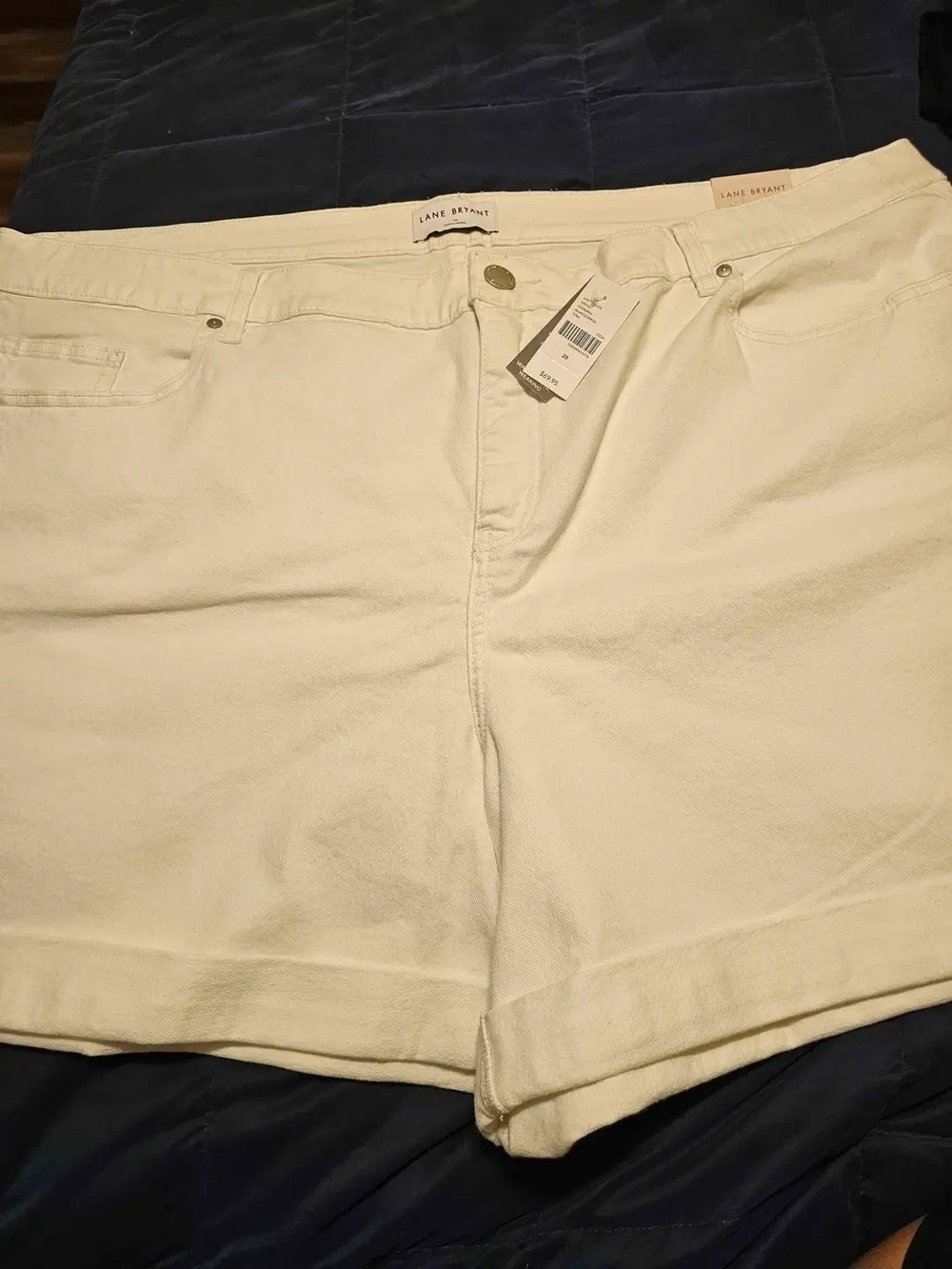 Lane Bryant Cream Cotton Blend High-Rise Jean Shorts